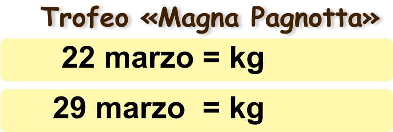 Trofeo �Magna Pagnotta� 22 marzo = kg   29 marzo  = kg